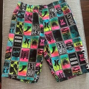Hurley lot of 2 Multicolor Graphic and Orange Board Shorts
